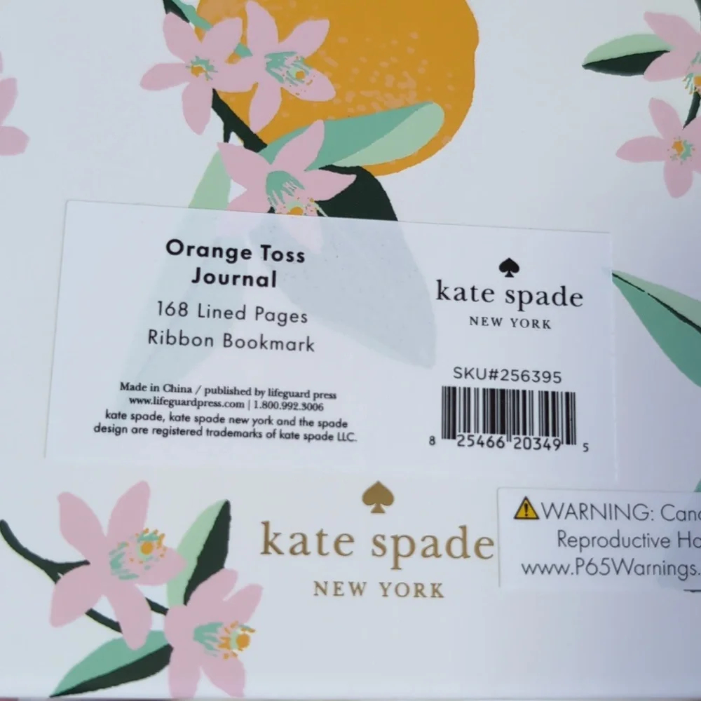 Kate Spade Orange Toss Hardback Journal White & Orange Floral And Orange Pattern